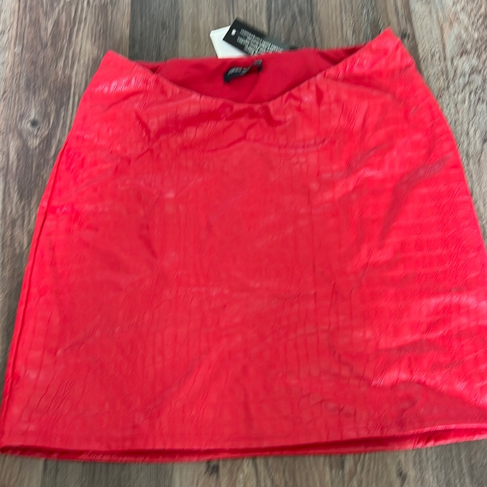 NORTDSTROM RED LEATHER SKIRT